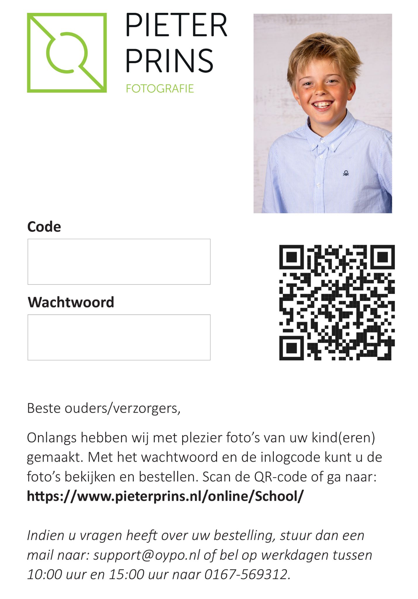 Loginkaart (met QR code) Nieuw